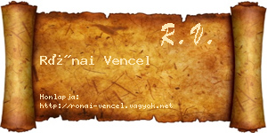 Rónai Vencel névjegykártya